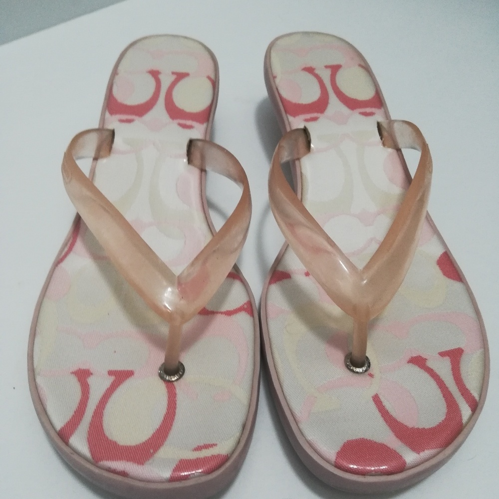 Jelly coach sandals kitten heel pink size 9